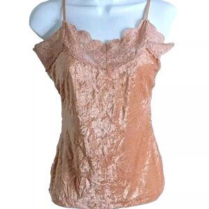 VTG Y2K Charlotte Russe Tank Top Small Velvet Lace Trim Coquette Boho Fairy 90s